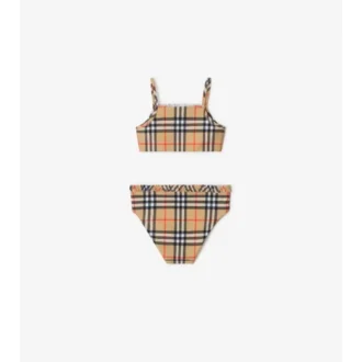 Ruffe Trim Check Bikini