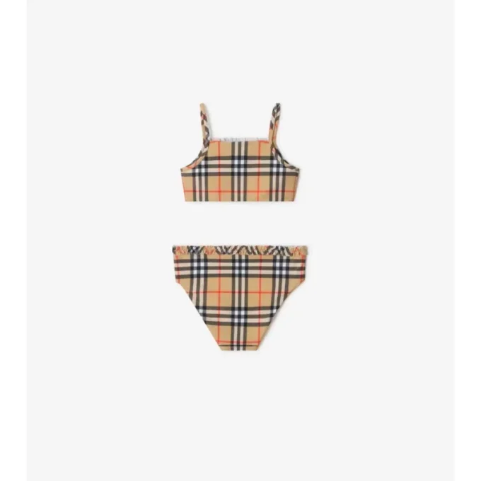Ruffe Trim Check Bikini
