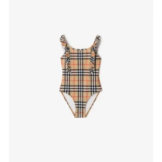 Ruffle Trim Check Swimsuit