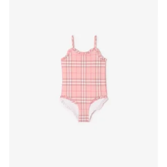 Ruffle Trim Check Swimsuit