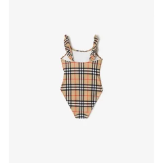 Ruffle Trim Check Swimsuit