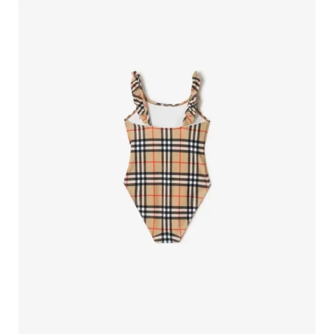 Ruffle Trim Check Swimsuit