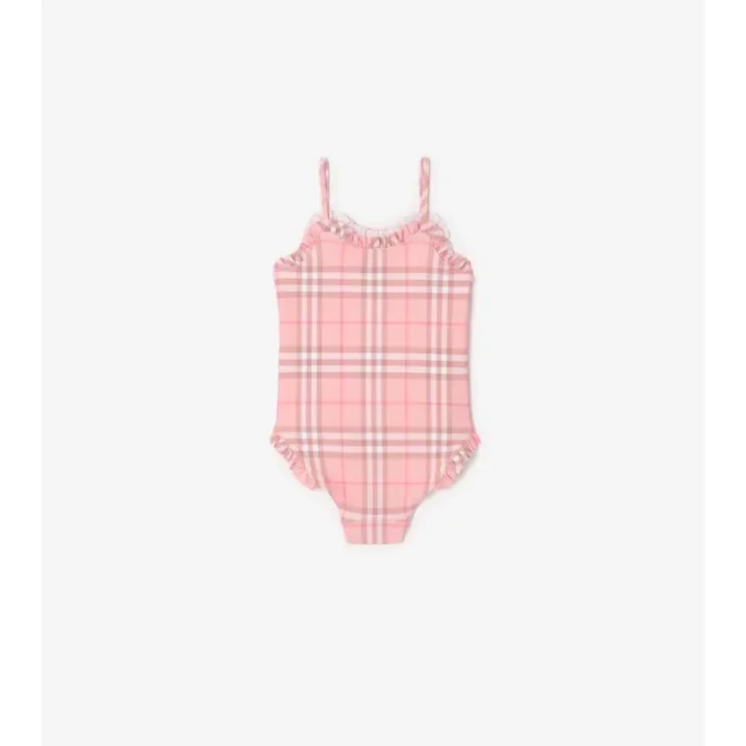 Ruffle Trim Check Swimsuit