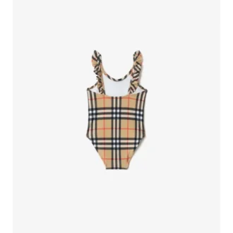 Ruffle Trim Check Swimsuit