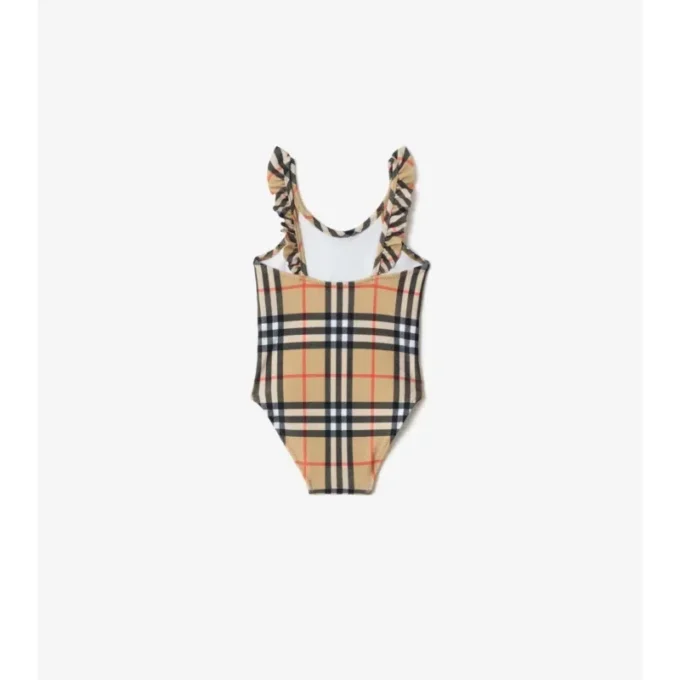 Ruffle Trim Check Swimsuit