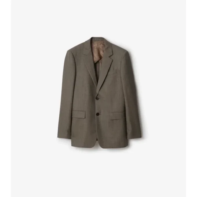Sharkskin Wool Tailored Jacket