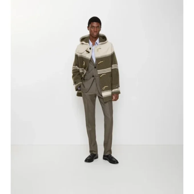Sharkskin Wool Tailored Trousers