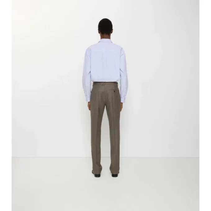 Sharkskin Wool Tailored Trousers
