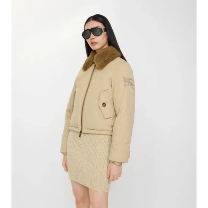 Shearling Collar Gabardine Jacket