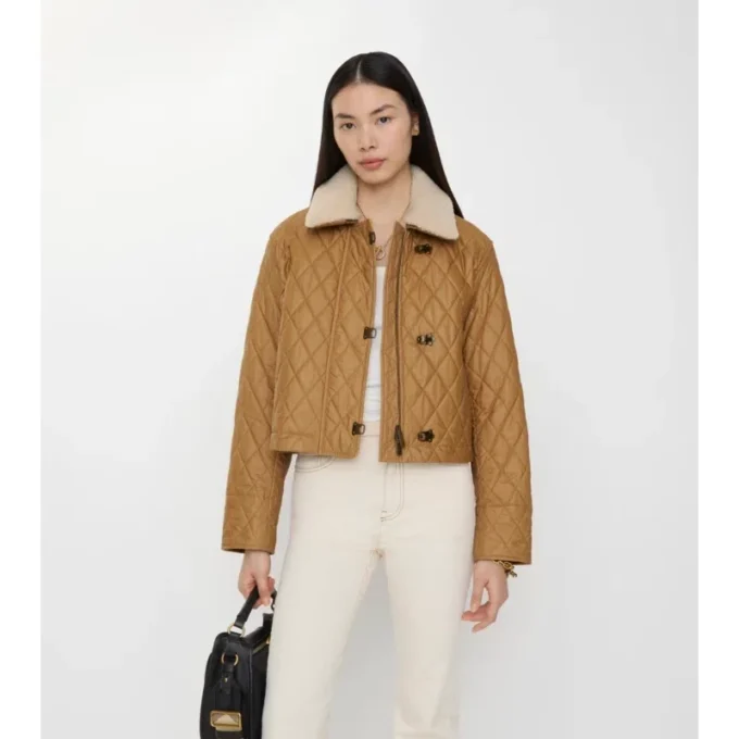 Shearling Collar Quilted Cotton Howle Jacket