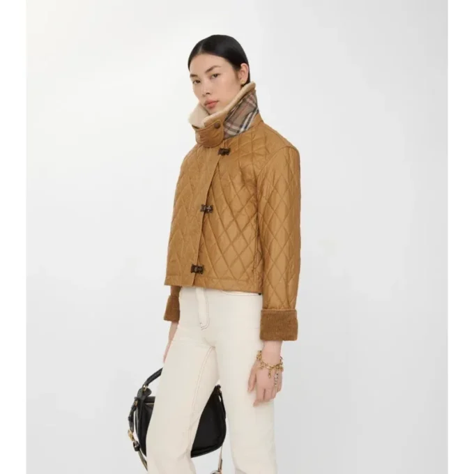 Shearling Collar Quilted Cotton Howle Jacket