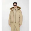 Shearling Trim Gabardine Hooded Jacket