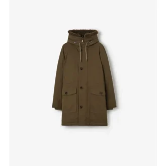Shearling Trim Gabardine Parka