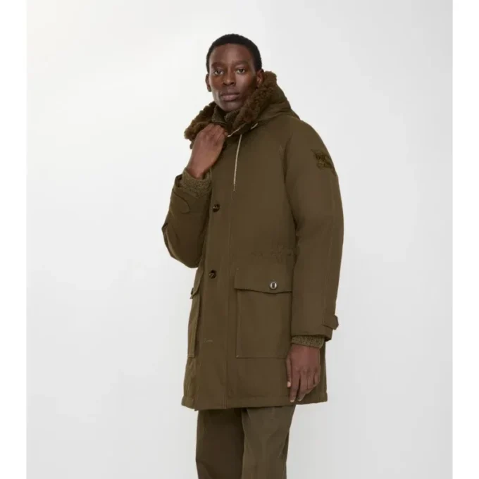 Shearling Trim Gabardine Parka