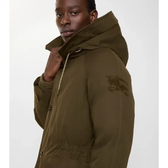 Shearling Trim Gabardine Parka