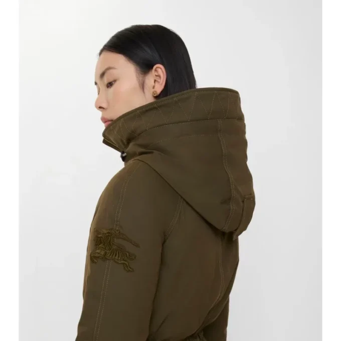 Shearling Trim Gabardine Parka