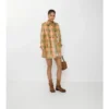 Short Check Coated Raffia-Effect Summerside Trench Coat