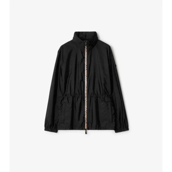 Short Checker-Tape Nylon Parka