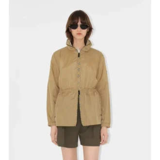 Short Checker-Tape Nylon Parka