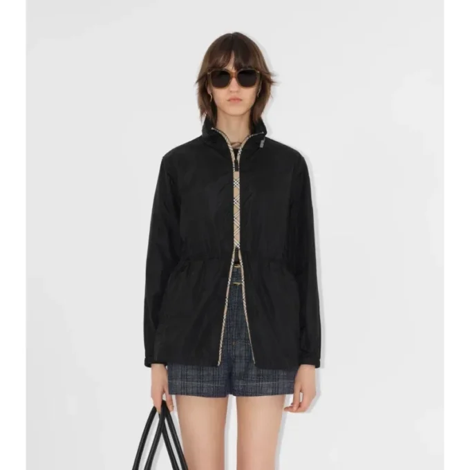 Short Checker-Tape Nylon Parka