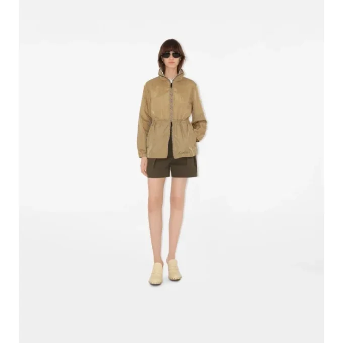 Short Checker-Tape Nylon Parka