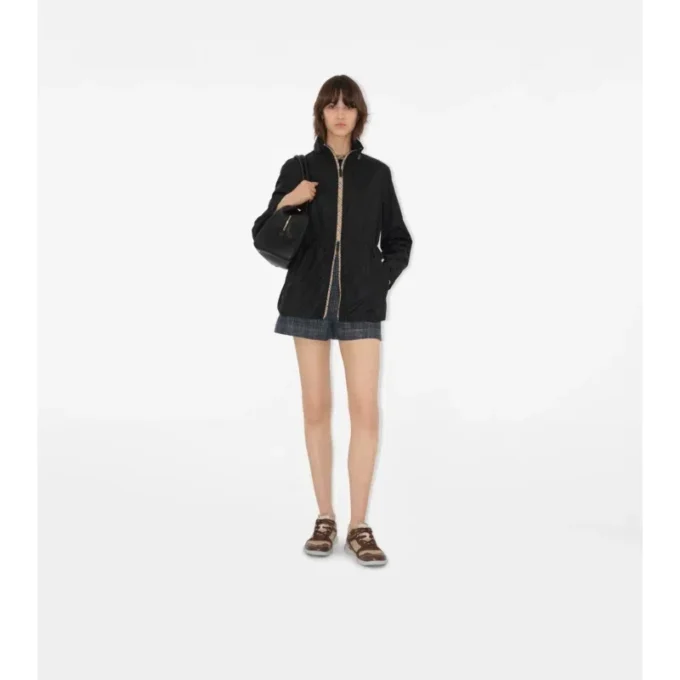 Short Checker-Tape Nylon Parka