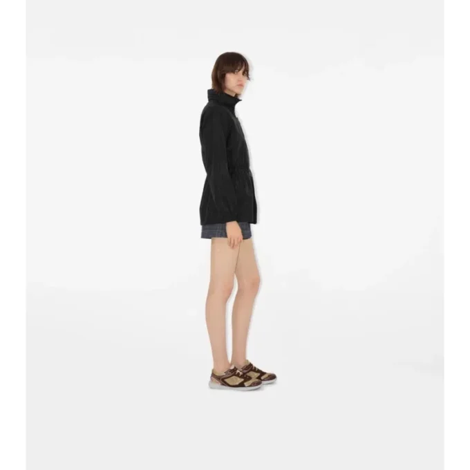 Short Checker-Tape Nylon Parka
