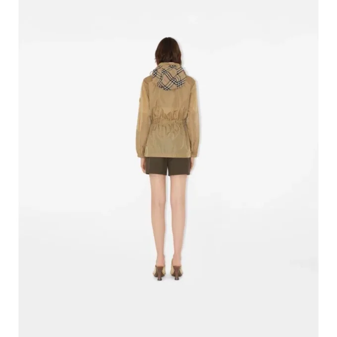 Short Checker-Tape Nylon Parka