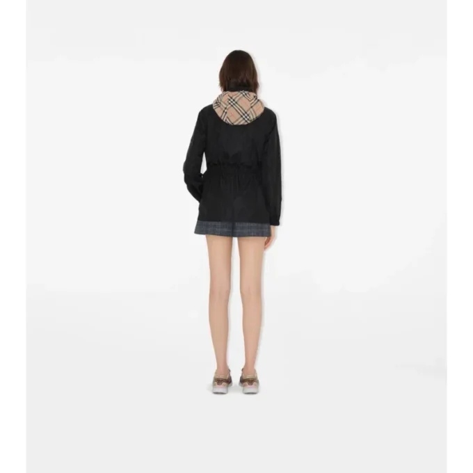 Short Checker-Tape Nylon Parka