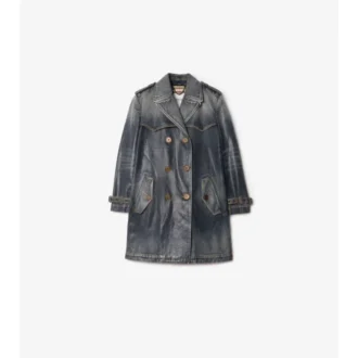 Short Coated Denim Trench Coat