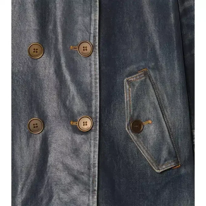 Short Coated Denim Trench Coat