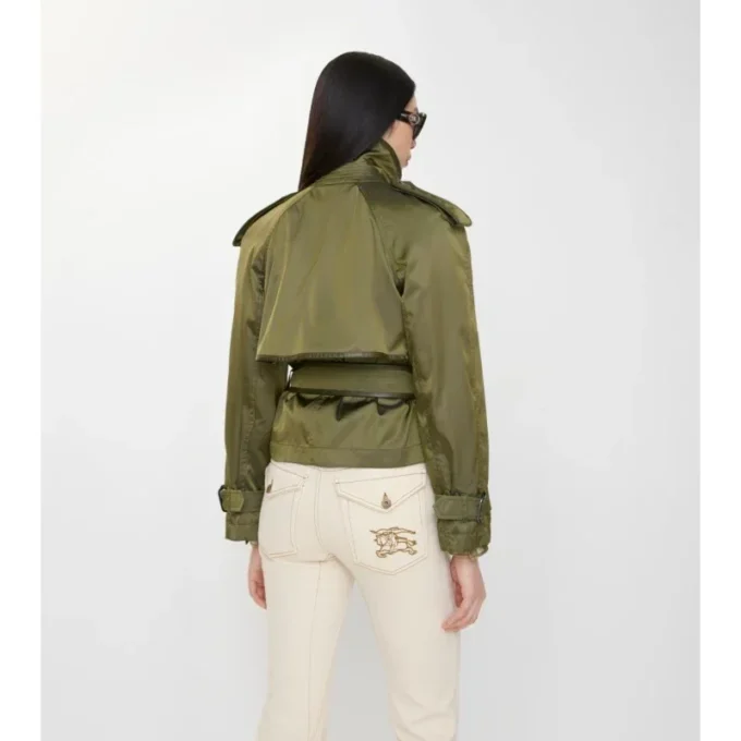 Short Nylon Blend Trench Coat