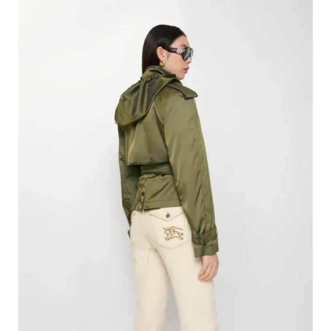 Short Nylon Blend Trench Coat