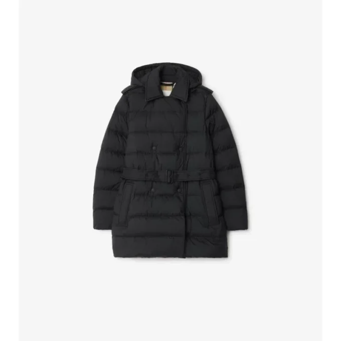 Short Nylon Hooded Puffer Coat