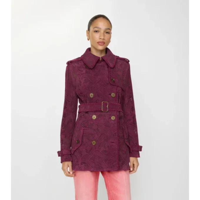 Short Paisley Suede Foxfield Trench Coat