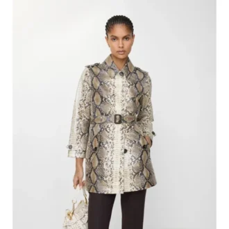 Short Python Print Coated Cotton Stonehaven Car Coat