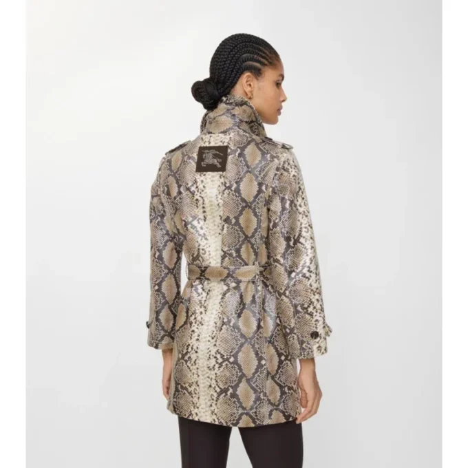 Short Python Print Coated Cotton Stonehaven Car Coat