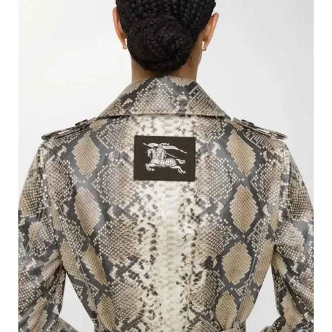 Short Python Print Coated Cotton Stonehaven Car Coat
