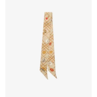 Skinny Check Charm Silk Scarf
