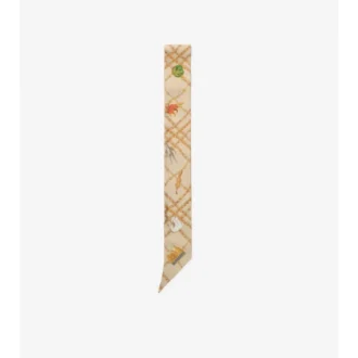 Skinny Check Charm Silk Scarf