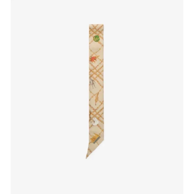 Skinny Check Charm Silk Scarf