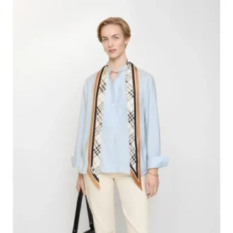 Skinny Check Knight Stamp Silk Scarf