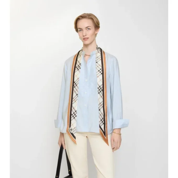 Skinny Check Knight Stamp Silk Scarf