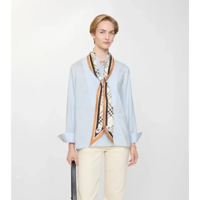Skinny Check Knight Stamp Silk Scarf