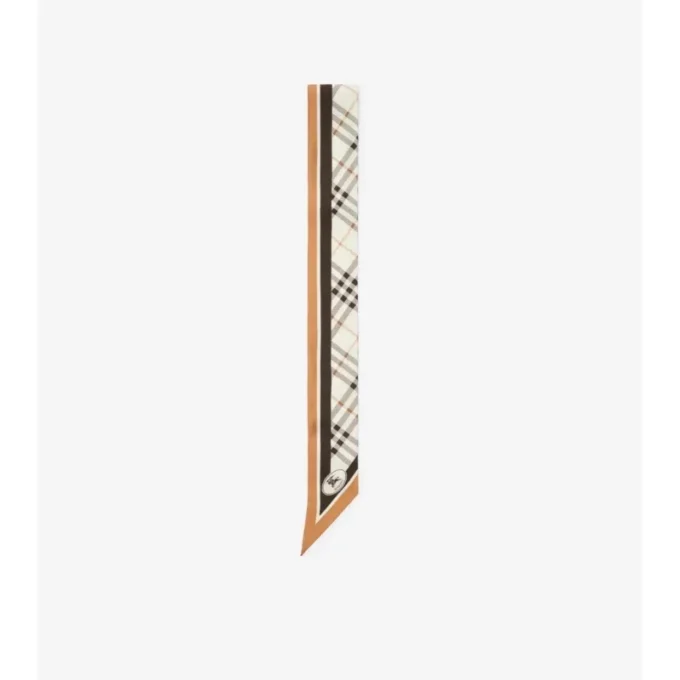 Skinny Check Knight Stamp Silk Scarf
