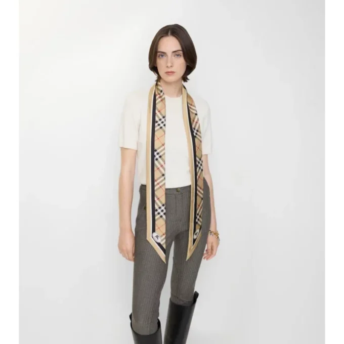 Skinny Check Silk Scarf