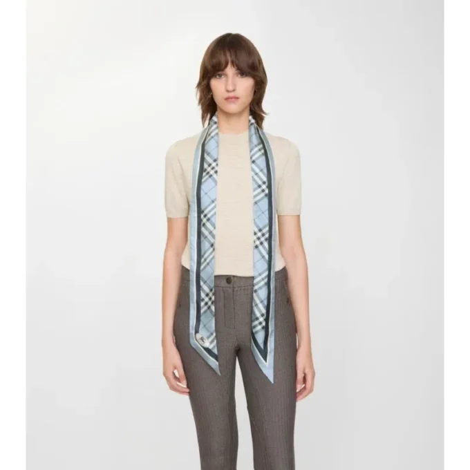 Skinny Check Silk Scarf