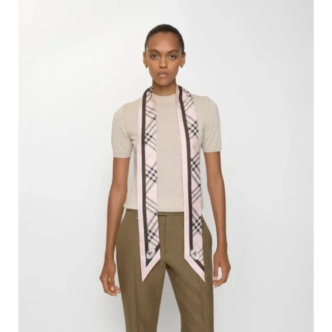 Skinny Check Silk Scarf