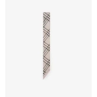 Skinny Contrast Check Silk Scarf