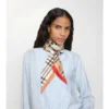 Skinny Contrast Check Silk Scarf
